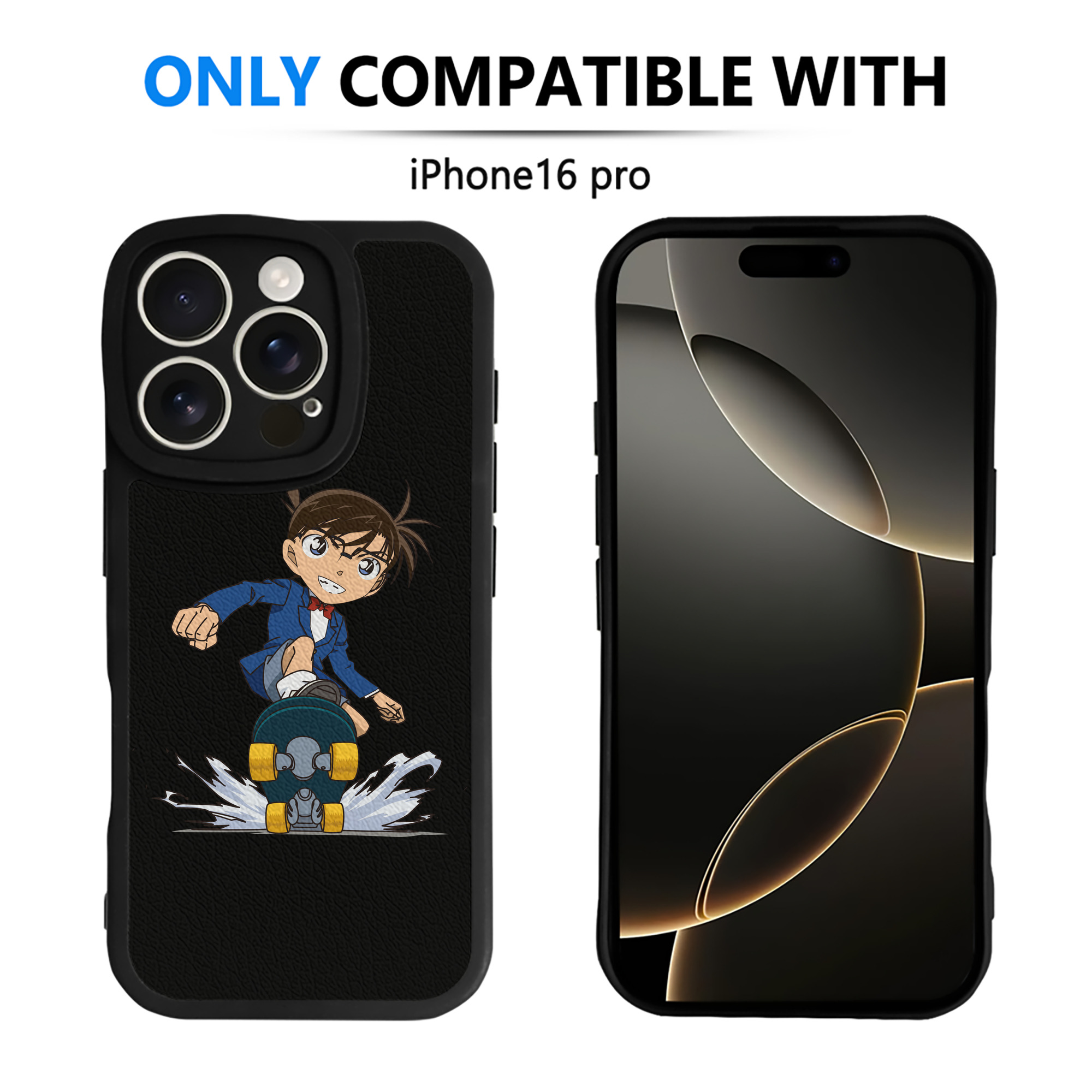 （画像用） 名探偵コナン 江戸川 コナン Detective Conan Conan Edogawa 【iPhone 16シリーズ対応】シリコンスマホケース（レザー調） 材質：シリコン